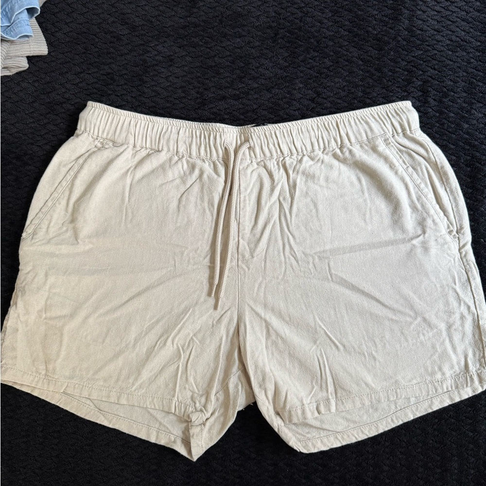 Beige Casual Linen Shorts